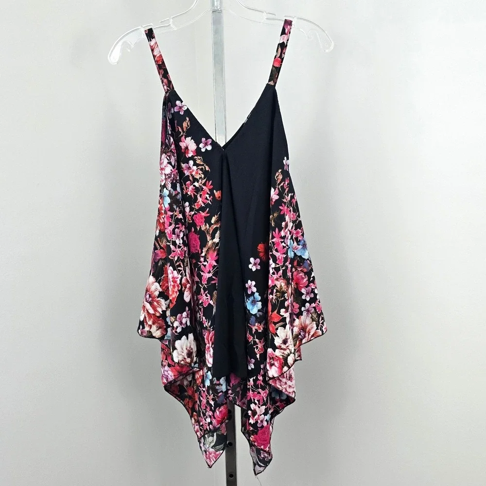 Uniquie Spectrum‎ Asymmetrial Hem Sleeveless Floral Print Top Multicolor M - Picture 3 of 9